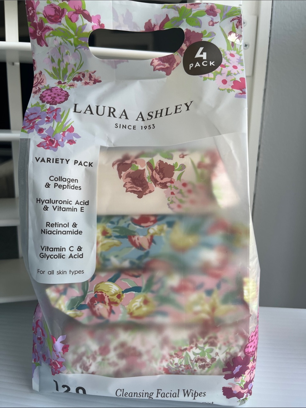 🌸 Laura Ashley 4 Pack Cleansing Facial Wipes Variety Skincare Set